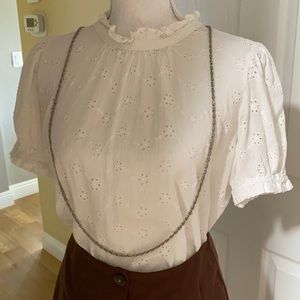 Free People white blouse top sz S tie back w/skirt